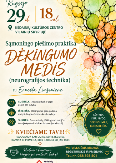 Sąmoningo piešimo praktika „Dėkingumo medis“