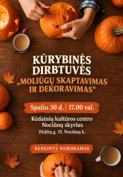 Kūrybinės dirbtuvės „Moliūgų skaptavimas ir dekoravimas“