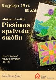 Edukacinė veikla „Piešimas spalvotu smėliu“