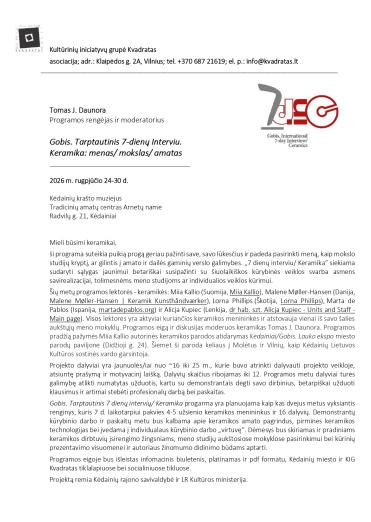 Gobis. Tarpatautinis 7 dienų Interviu/ Keramika