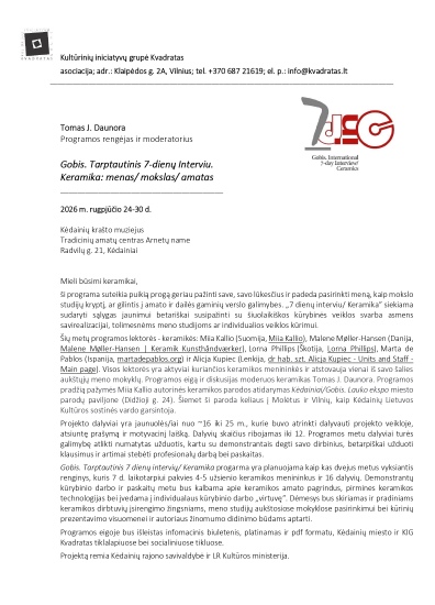 Gobis. Tarpatautinis 7 dienų Interviu/ Keramika