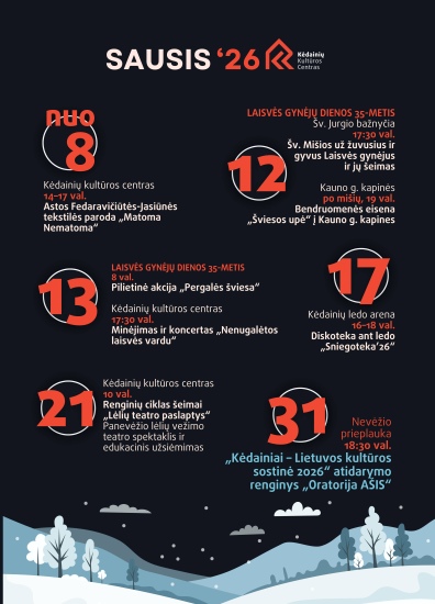 Kėdainių kultūros centro renginiai sausio mėnesį