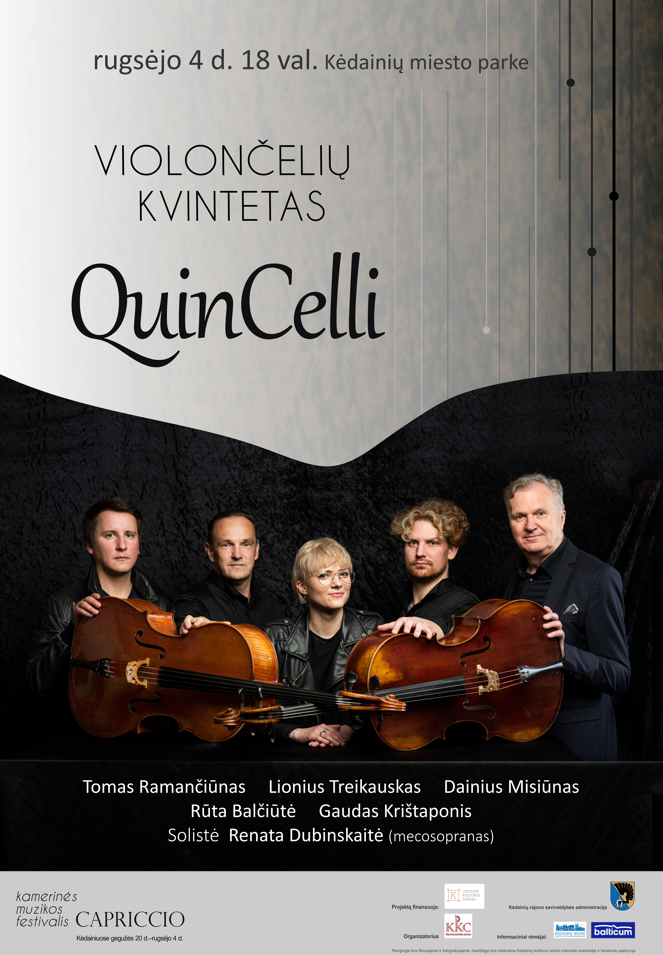 Kamerinės muzikos festivalis CAPRICCIO | Violončelių kvinteto QUINCELLI ir solistės Renatos Dubinskaitės koncertas